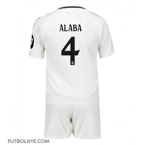 Camiseta Real Madrid David Alaba #4 Primera Equipación para niños 2024-25 manga corta (+ pantalones cortos)